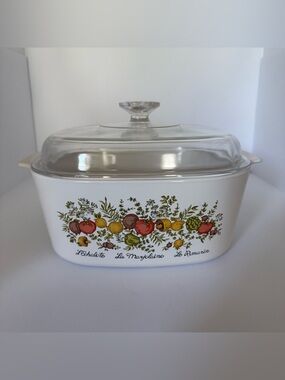Corning Ware Spice of Life 5-Quart Casserole A-5-B with Pyrex Lid A-12-C 1980s